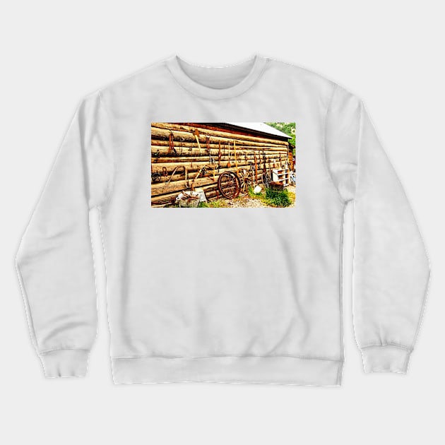 Log Cabin with Tools Crewneck Sweatshirt by Scubagirlamy